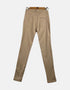 Beige High-Waist Slim-Fit Pants with Zipper Detail