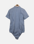 Blue Gingham Short-Sleeve Button-Up Bodysuit