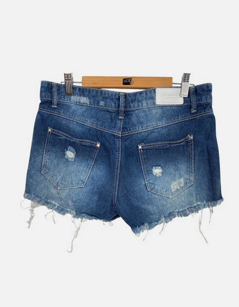 Distressed Denim Cutoff Shorts with Frayed Hem