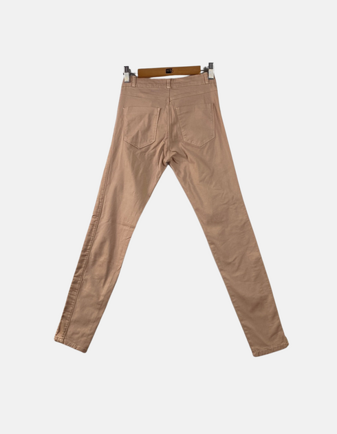 Beige Slim-Fit Trousers with Double Zipper Pockets