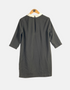 Classic Grey Dress with White Contrast Collar and 3/4 Sleeves