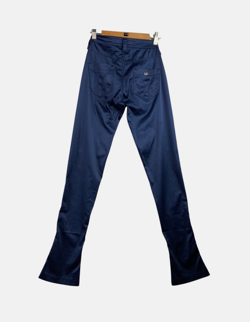 Navy Slim Fit Low-Rise Flare Pants