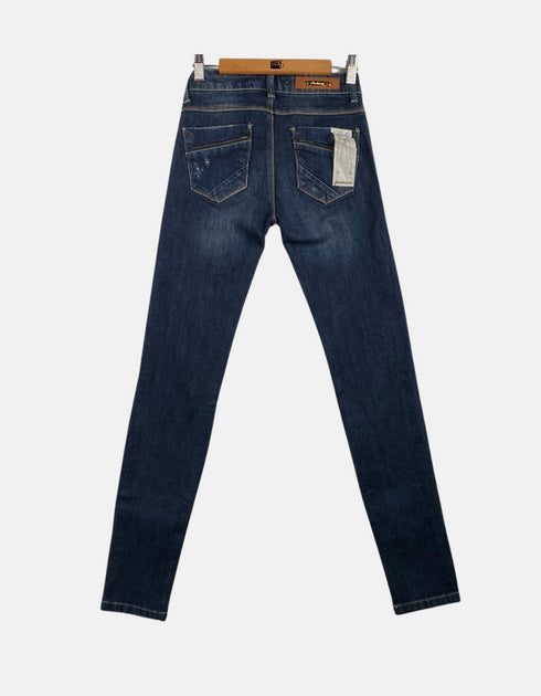 Classic Distressed Skinny Blue Denim Jeans