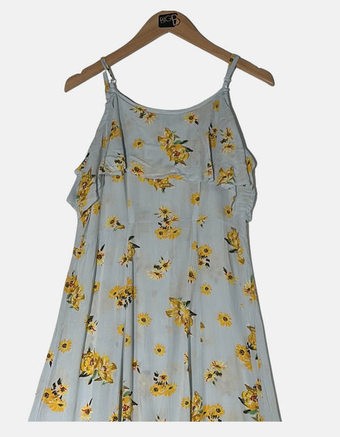 Floral Ruffle-Trim Maxi Dress