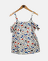 Women's floral print Narrow Strap Top with cut-out shoulder (plus size)