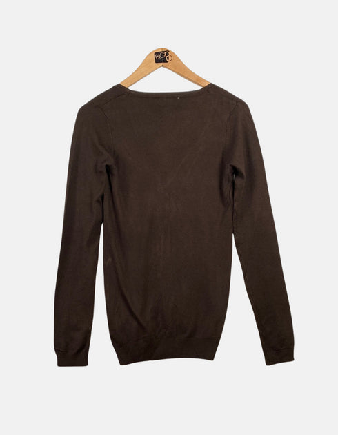 Women's coffee brown Long sleeve Cardigan with Decorative Buttons