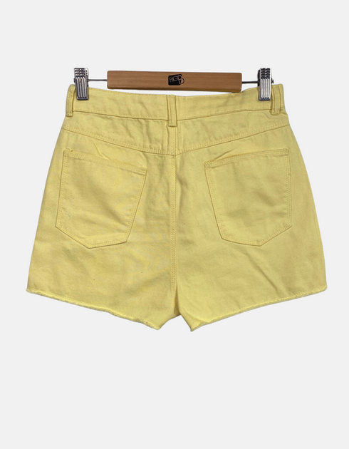 High-Waisted Distressed Denim Shorts for Women – Yellow