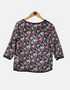 Women's Floral Print Blouse with Sheer Black Panel
