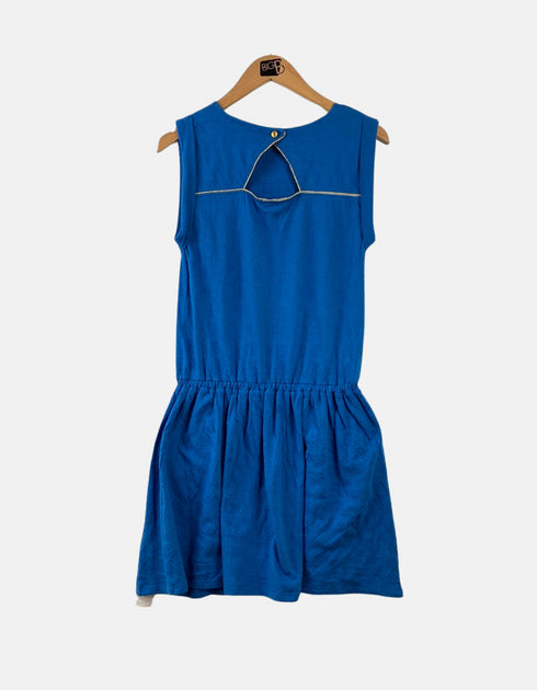 Sleeveless Casual Blue Dress with Elastic Waist