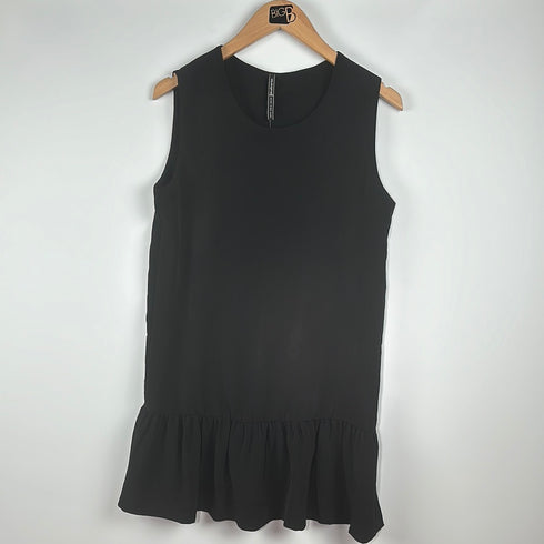 Charcoal Ruffle Hem Shift Dress