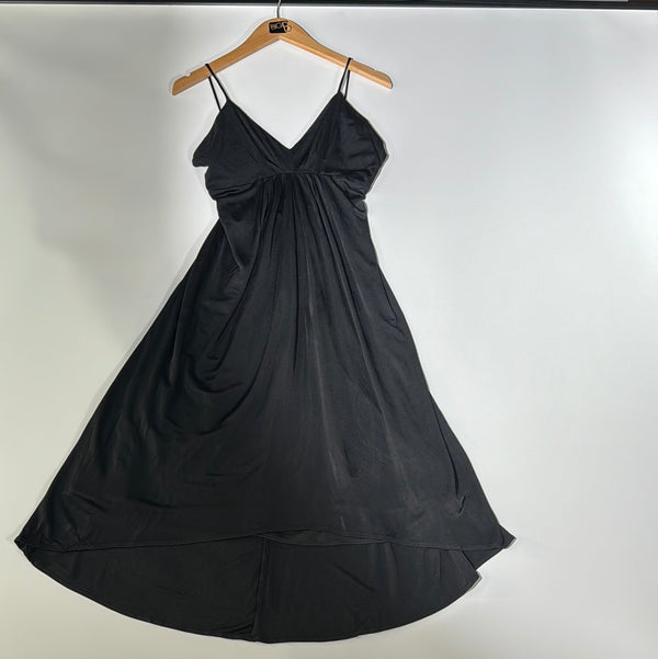 Women's Black V-Neck Flowing Maxi Dress