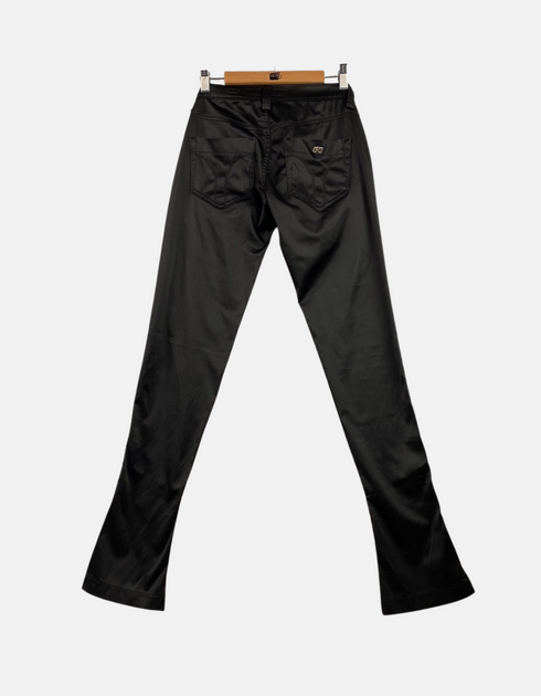 Black Slim-Fit Low-Rise Flare Pants