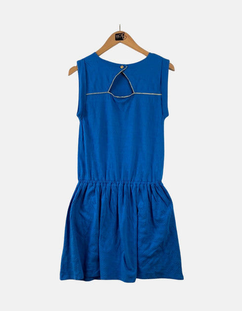 Sleeveless Casual Blue Dress with Elastic Waist