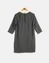 Classic Grey Dress with White Contrast Collar and 3/4 Sleeves