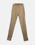 Beige High-Waist Slim-Fit Pants with Zipper Detail