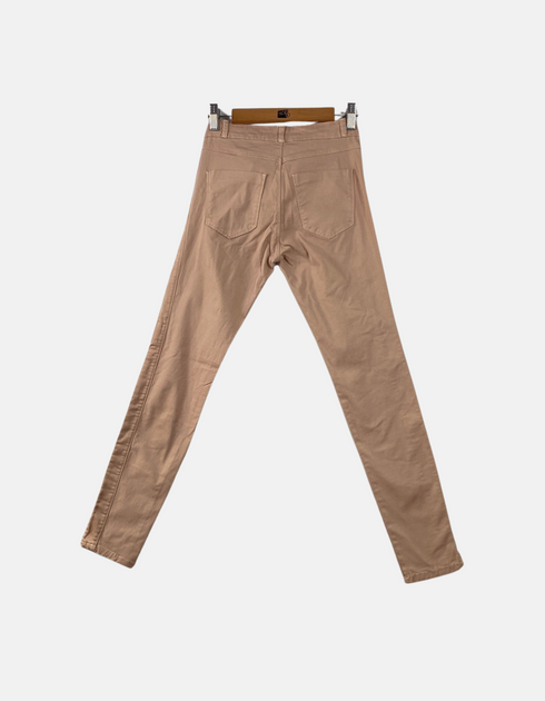 Beige Slim-Fit Trousers with Double Zipper Pockets