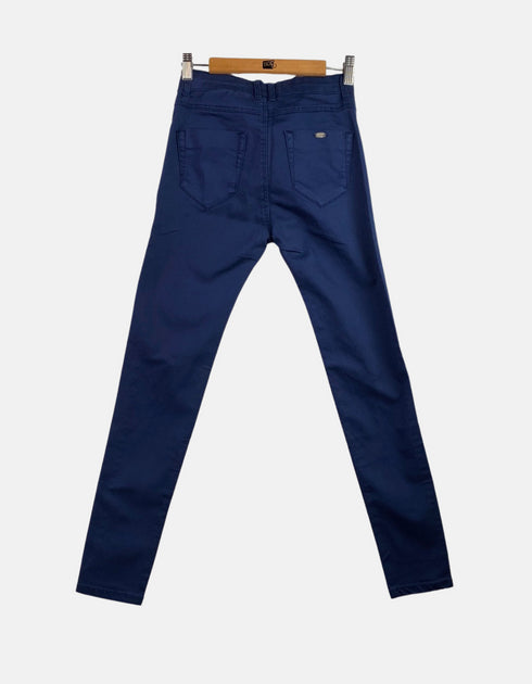 Navy Blue Slim-Fit Casual Pants