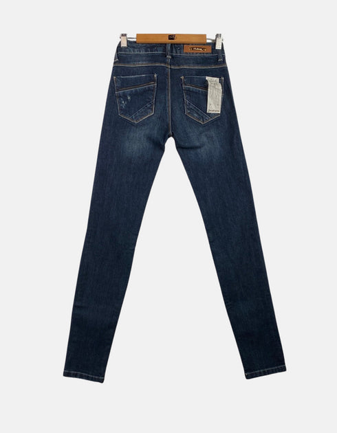 Classic Distressed Skinny Blue Denim Jeans