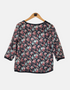 Women's Floral Print Blouse with Sheer Black Panel
