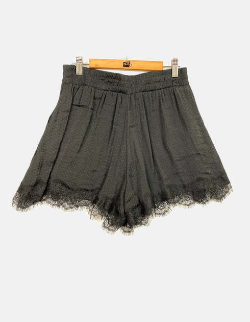 Black Polka Dot Lace Trim Shorts
