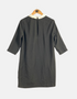 Classic Grey Dress with White Contrast Collar and 3/4 Sleeves