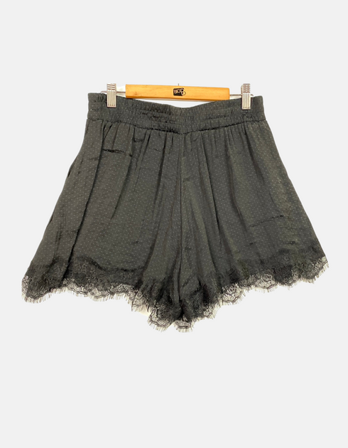 Black Polka Dot Lace Trim Shorts