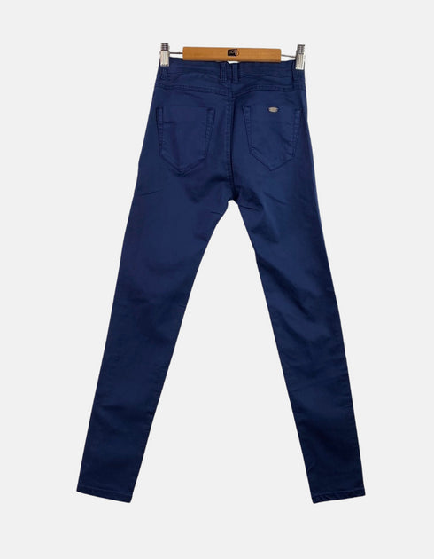 Navy Blue Slim-Fit Casual Pants