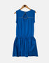 Sleeveless Casual Blue Dress with Elastic Waist