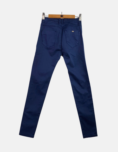 Navy Blue Slim-Fit Casual Pants