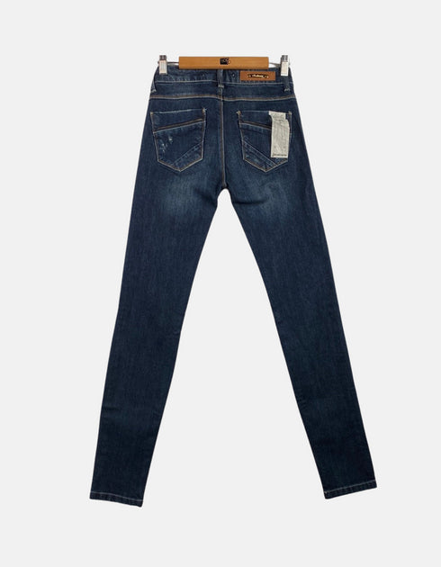 Classic Distressed Skinny Blue Denim Jeans