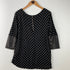 Polka Dot 3/4 Sleeve Tunic with Faux Leather Accents