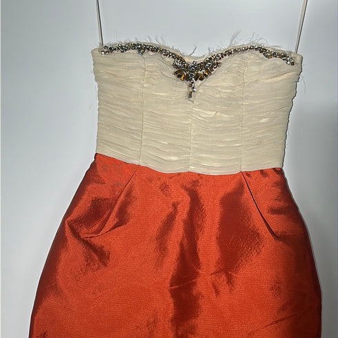 Strapless Beaded Two-Tone Cocktail Dress