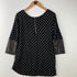 Polka Dot 3/4 Sleeve Tunic with Faux Leather Accents