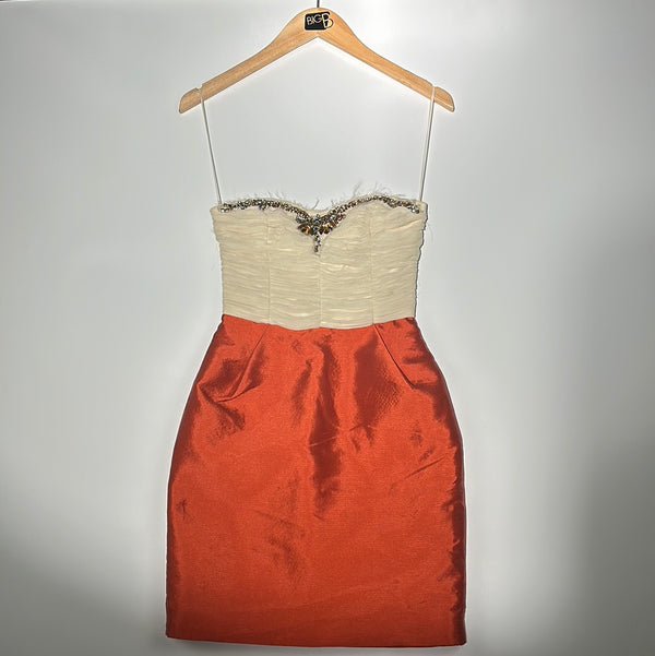 Strapless Beaded Two-Tone Cocktail Dress