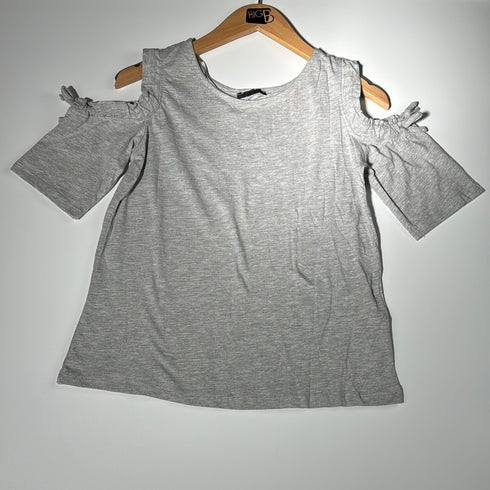 Chic Charcoal Tie-Sleeve Top