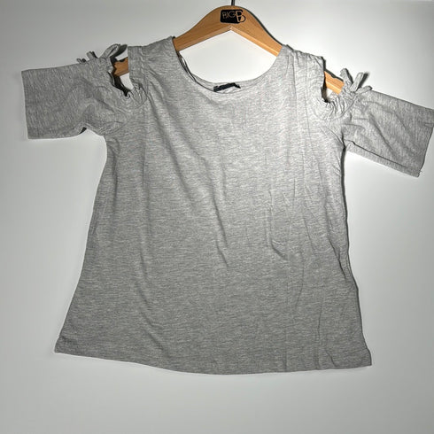 Chic Charcoal Tie-Sleeve Top