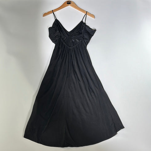 Women's Black V-Neck Flowing Maxi Dress